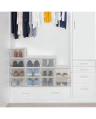 Cajas de almacenamiento de zapatos transparentes y apilables, juego de 12
