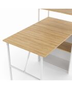 Librería plegable 2 en 1 Raya blanca y madera - 103,5 x 60 x 120 cm