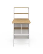Librería plegable 2 en 1 Raya blanca y madera - 103,5 x 60 x 120 cm