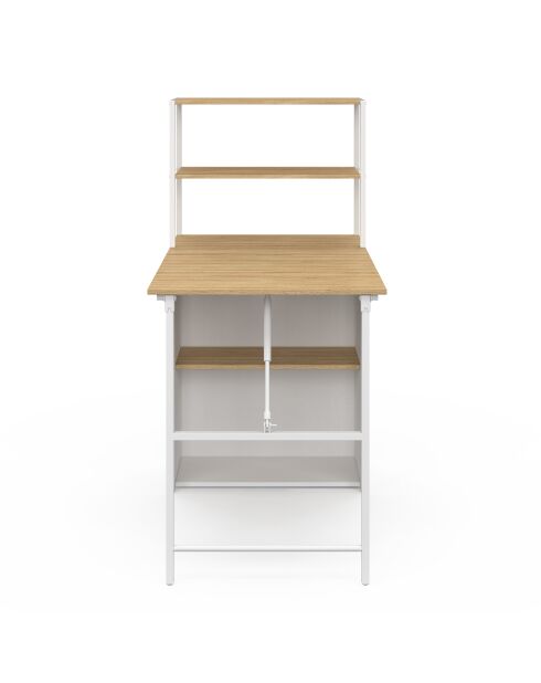 Librería plegable 2 en 1 Raya blanca y madera - 103,5 x 60 x 120 cm
