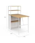 Librería plegable 2 en 1 Raya blanca y madera - 103,5 x 60 x 120 cm