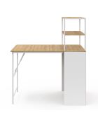Librería plegable 2 en 1 Raya blanca y madera - 103,5 x 60 x 120 cm
