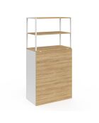 Librería plegable 2 en 1 Raya blanca y madera - 103,5 x 60 x 120 cm
