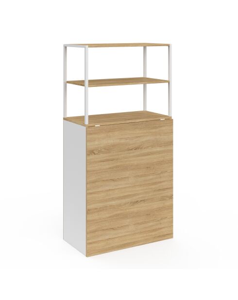 Librería plegable 2 en 1 Raya blanca y madera - 103,5 x 60 x 120 cm