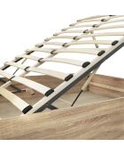 Lit coffre Sicilia avec sommier et tête de lit effet bois 140x190 cm