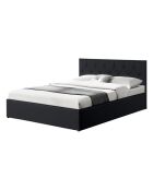 Lit coffre Hanna en PVC noir avec sommier 160x200 cm