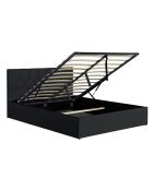Lit coffre Hanna en PVC noir avec sommier 160x200 cm