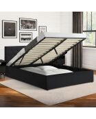 Lit coffre Hanna en PVC noir avec sommier 160x200 cm