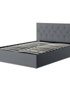 Lit coffre Hanna en PVC gris avec sommier 160x200 cm