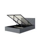 Lit coffre Hanna en PVC gris avec sommier 160x200 cm