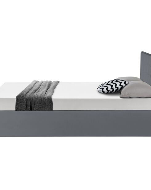 Lit coffre Hanna en PVC gris avec sommier 160x200 cm