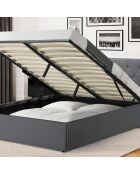 Lit coffre Hanna en PVC gris avec sommier 160x200 cm