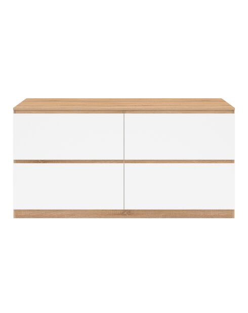 Mobile lavabo sospeso Tom 4 cassetti bianco/legno - 120x45x60 cm