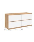 Mobile lavabo sospeso Tom 4 cassetti bianco/legno - 120x45x60 cm