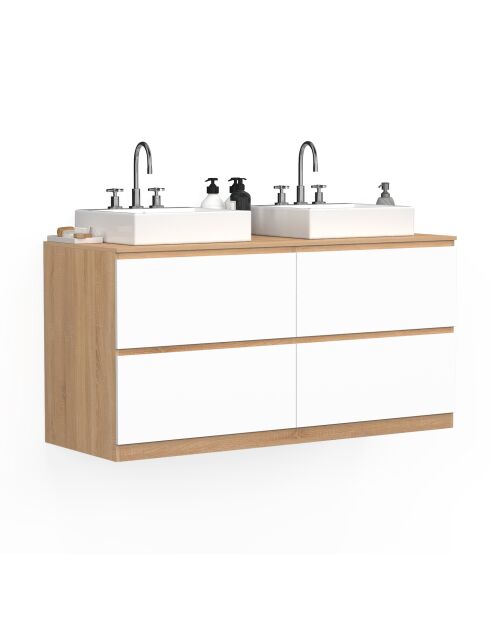 Mobile lavabo sospeso Tom 4 cassetti bianco/legno - 120x45x60 cm