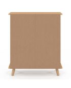 Buffet Faustine 3 étagères et 1 placard effet lattes bois/blanc - 70x30x81 cm