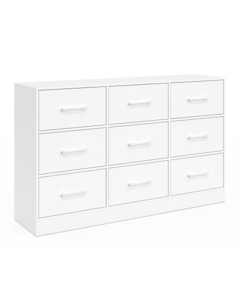 Cassettiera bianca a 9 cassetti Uma - 113x30x70 cm