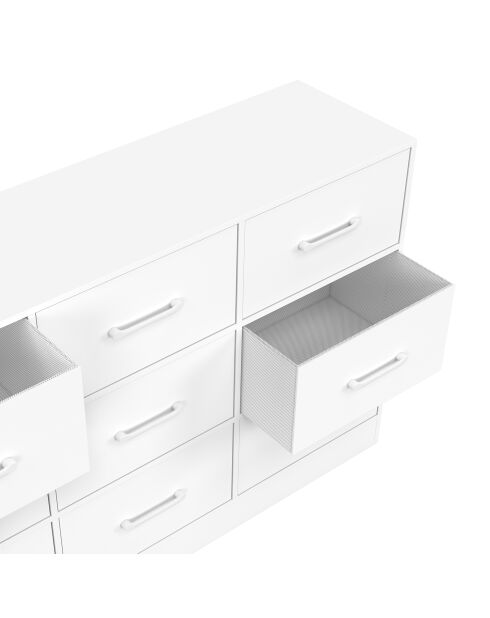 Cassettiera bianca a 9 cassetti Uma - 113x30x70 cm