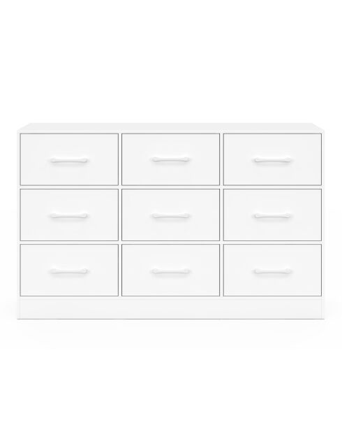 Cassettiera bianca a 9 cassetti Uma - 113x30x70 cm