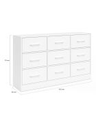 Cassettiera bianca a 9 cassetti Uma - 113x30x70 cm