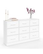 Cassettiera bianca a 9 cassetti Uma - 113x30x70 cm