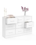 Cassettiera bianca a 9 cassetti Uma - 113x30x70 cm