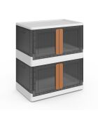 2 Boîtes de rangement empilables blanc/gris 72L - 64x40x37 cm