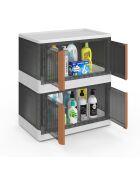 2 Boîtes de rangement empilables blanc/gris 72L - 64x40x37 cm