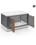 2 Boîtes de rangement empilables blanc/gris 72L - 64x40x37 cm