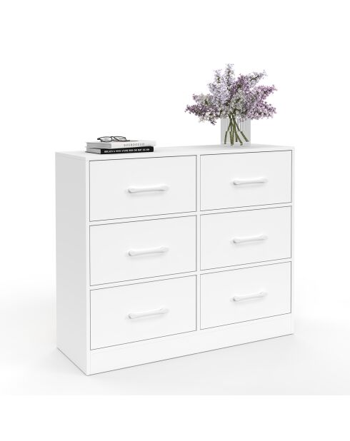Commode Uma 6 tiroirs blanche - 80x30x70 cm