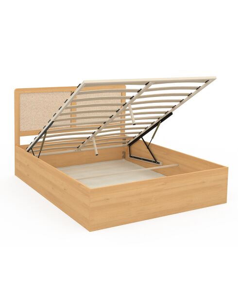 Lit coffre Eve cannage bois - 140x190 cm