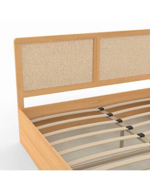 Lit coffre Eve cannage bois - 140x190 cm