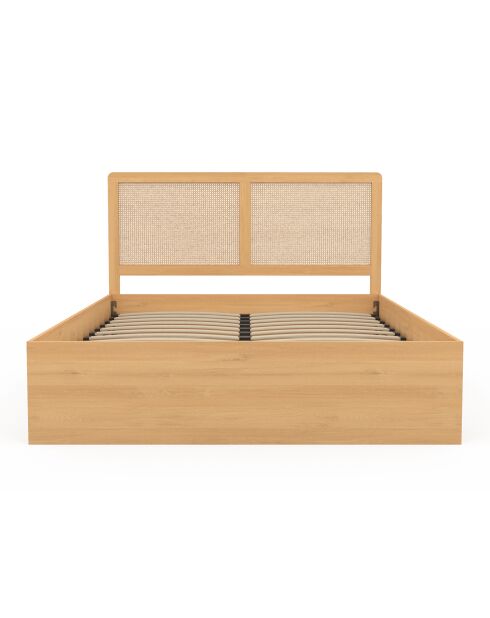 Lit coffre Eve cannage bois - 140x190 cm