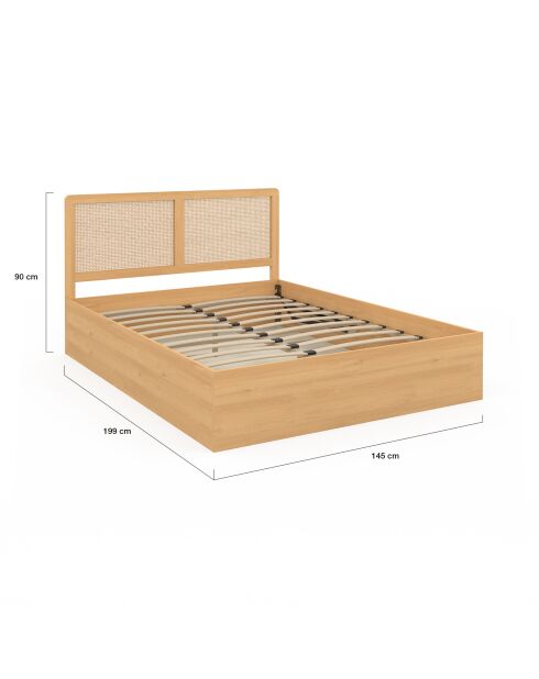 Lit coffre Eve cannage bois - 140x190 cm