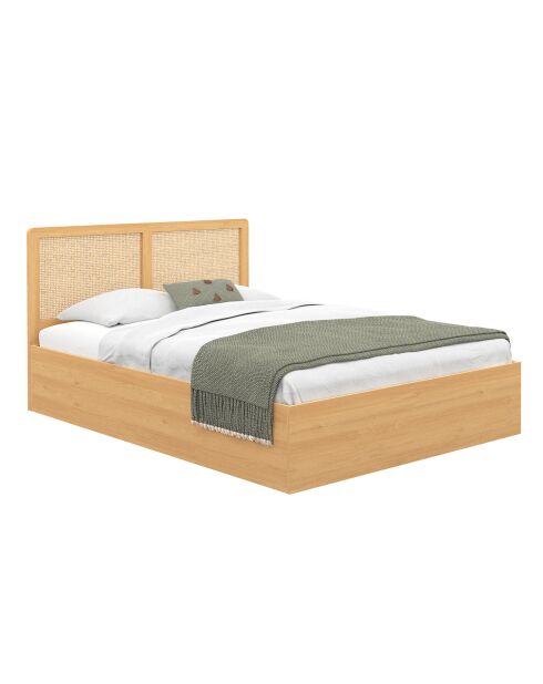Lit coffre Eve cannage bois - 140x190 cm
