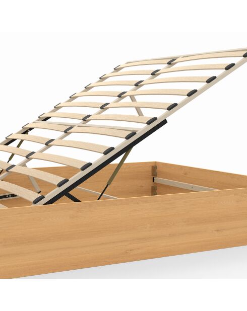 Lit coffre Eve cannage bois - 140x190 cm
