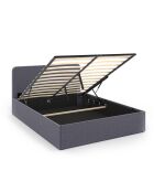 Cassettiera Louise in tessuto grigio con base a molle e testiera arrotondata 140x190cm