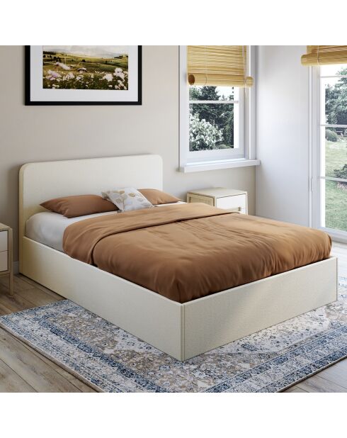 Letto a baule riccio Louise con molle e testiera arrotondata 140x190 cm