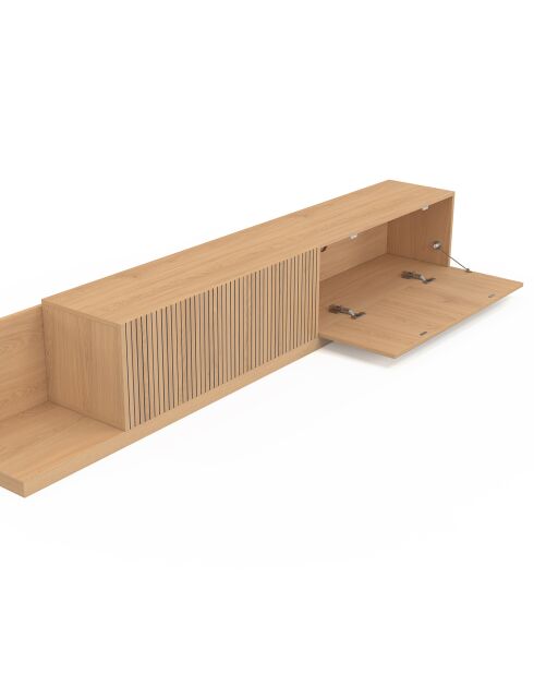 Meuble TV extensible Movena effet lattes bois - 360x32x35 cm