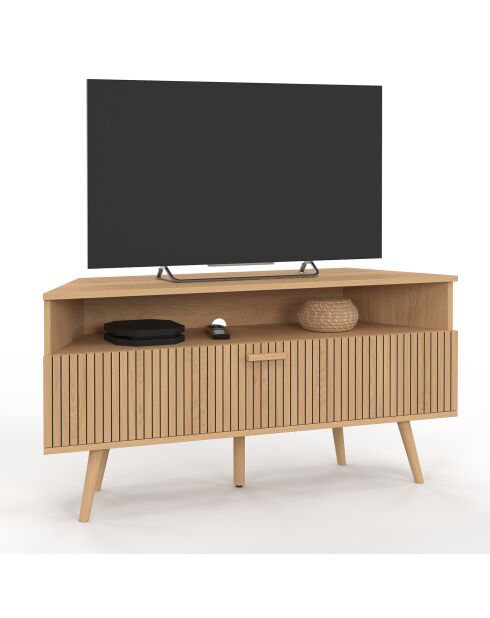 Meuble TV d'angle Faustine bois - 110x30x54 cm