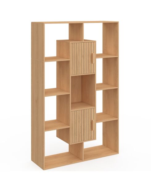 Bibliothèque Faustine 11 compartiments bois - 90x30x143 cm