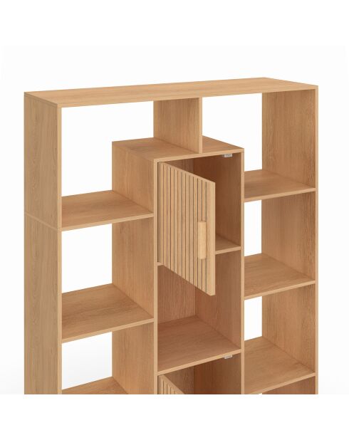 Bibliothèque Faustine 11 compartiments bois - 90x30x143 cm