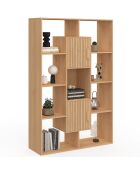 Bibliothèque Faustine 11 compartiments bois - 90x30x143 cm