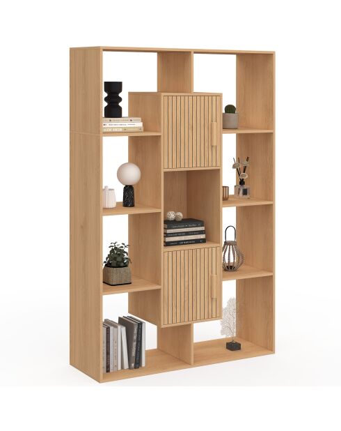 Bibliothèque Faustine 11 compartiments bois - 90x30x143 cm