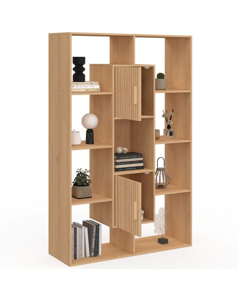 Bibliothèque Faustine 11 compartiments bois - 90x30x143 cm
