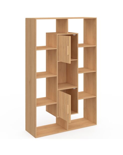 Bibliothèque Faustine 11 compartiments bois - 90x30x143 cm