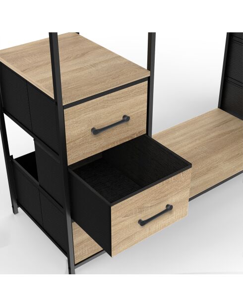 Iris Doppelsäulen-Ankleideraum aus Holz/Schwarz - 140x40x167 cm