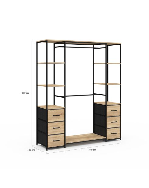 Iris Doppelsäulen-Ankleideraum aus Holz/Schwarz - 140x40x167 cm