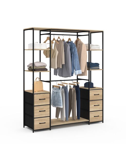 Iris Doppelsäulen-Ankleideraum aus Holz/Schwarz - 140x40x167 cm