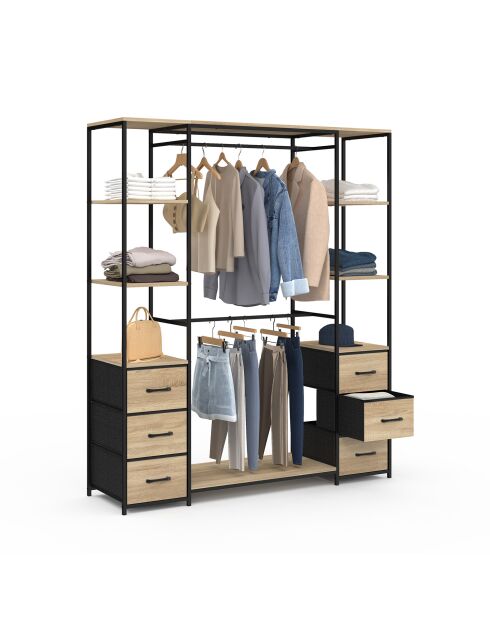 Iris Doppelsäulen-Ankleideraum aus Holz/Schwarz - 140x40x167 cm